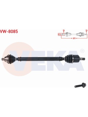 Otoco Volkswagen Golf V (1k1) 1.6i A-T 6 Ilerı Uzunluk 879MM 2003-2009 Komple Aks Sağ Ön 1K0407762FX
