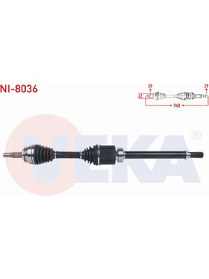Otoco Nıssan Qashqaı (J11) 1.6 Dcı A-T 2014- Komple Aks Sağ Ön Uzunluk 968MM 39100-4EB2A|391004EB2A