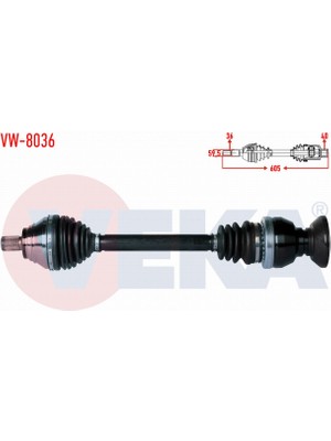 Otoco Volkswagen Tıguan(5n_)2.0 Tdı 6 Vıtes A-T 4 Motıon Uzunluk 605MM 07-16 Komple Aks Sağ Ön 5N0407764H