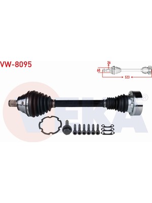 Otoco Vw Golf Vıı (5g1) 1.6 Tdı A-T 2012- Komple Aks Sol Ön Uzunluk 523MM 5Q0407271BR