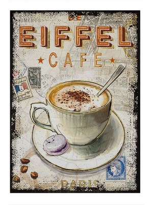 Ekart Eiffel Cafe Paris Dekoratif Ahşap Tablo 50CMX 70CM