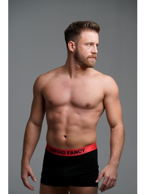 SERGIO FANCY 5'li Erkek Boxer Pamuklu Premium Kutu 5 Farklı Lastik Rengi