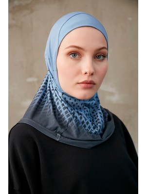 Schaless Nokta Desenli Bone Sport Pro Hijab - Mavi