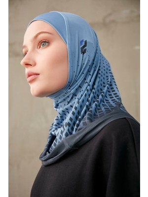 Schaless Nokta Desenli Bone Sport Pro Hijab - Mavi