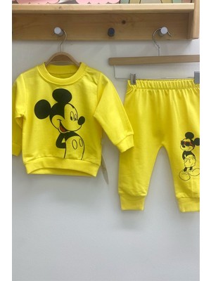 Mojo Bebek Mojo Unisex Mickey Baskılı Mevsimlik Eşofman Takım 656 Sarı