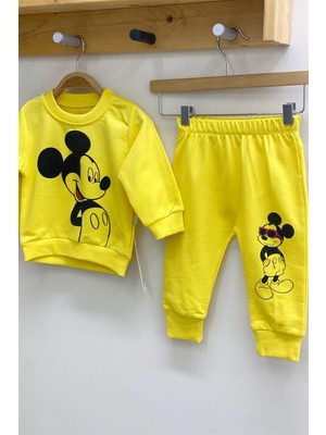 Mojo Bebek Mojo Unisex Mickey Baskılı Mevsimlik Eşofman Takım 656 Sarı