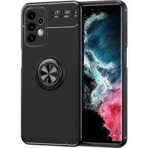 Kzy Samsung Galaxy A13 4g Kılıf Renkli Yüzüklü Manyetik Silikon Kapak Siyah - Siyah