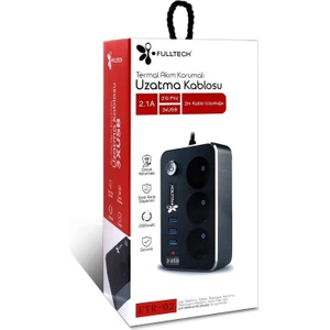 3 Priz 3xUsb 2 mt Kablo Anahtarlı Akım Korumalı Priz TGFTR02