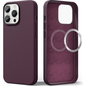 Novstrap Apple iPhone 14 Pro Max Uyumlu Kılıf 6.7 Inç Magsafe ile Uyumlu Deri Kılıf Içi Kumaş Kadife