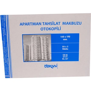 Apartman Tahsilat Makbuzu Otokopili 50X2 Nüsha "12 Adet"