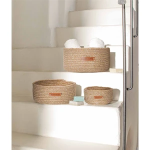 Cesta El Yapımı Pamuklu Natural Hasır Dekoratif Sepet 15cm 9048