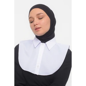 Kadın Düz Gömlek Yaka Hazır Tesettür Iç Boyunluk Kurtarıcı Yakalık - Beyaz