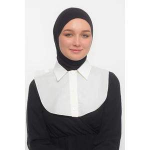 Kadın Düz Gömlek Yaka Hazır Tesettür Iç Boyunluk Kurtarıcı Yakalık - Ekru