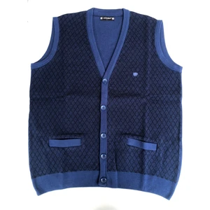 Blues Moda Grimen Düğmeli Çelik Örme Casual Rahat Kalıp Düğmeli Yelek