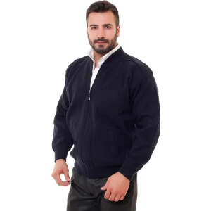 Blues Moda Astarlı Çelik Örme Casual Rahat Kalıp Hırka Mont Lacivert
