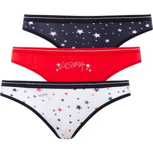 U.S. Polo Assn. Kadın Beyaz - Kırmızı - Lacivertvert 3'lü Slip