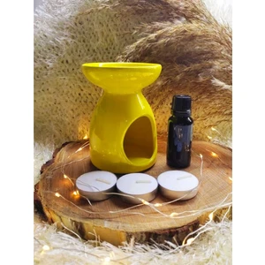 E.m.s Sarı Konik Buhurdanlık Buhurdanlık Seti 1 ADET ESANS ve 3 Adet Mum