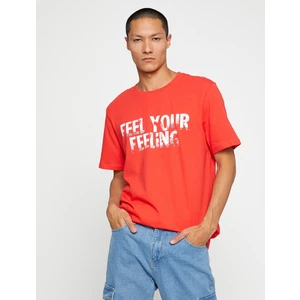 Basic Tişört Slogan Baskılı Bisiklet Yaka