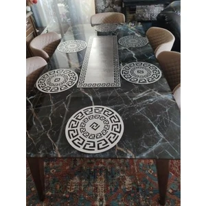 BF Aksesuar Deri Runner ve 6 Lı Supla Seti Silver Renk