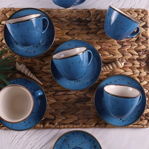 Tulü Porselen Tulu Porselen Reactive 93 Mavi 12 Parça Çay Fincan Takımı