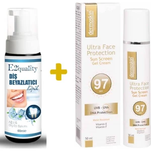 E2'Quality Diş Beyazlatıcı Köpük + Dermoskin Spf 97 Ultra Face Protection Sun Screen 50 Ml Güneş Koruyucu Jel Krem