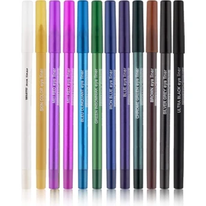 12 Renkli Neon Eyeliner Yağlı Göz Kalemi Seti