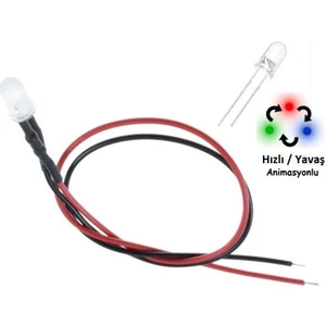 12V LED Slow Rgb Animasyonlu 5 Adet Kablolu - 20 cm