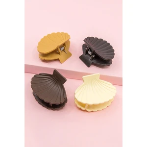 H&E Design Kadın 4'lü Siyah-Kahve Deniz Kabuğu Midye Mandal Toka Seti