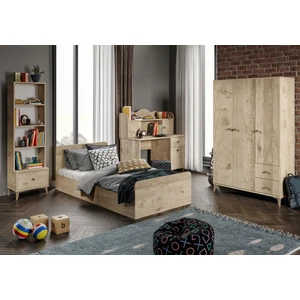 Kzn Home Akasya Modern Genç Odası Takımı Meşe - 4 Parçalı ve Tamamı 1. Kalite Mdf