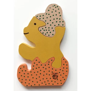 Benekli Sarı Ayıcık Ahşap Puzzle Yapboz