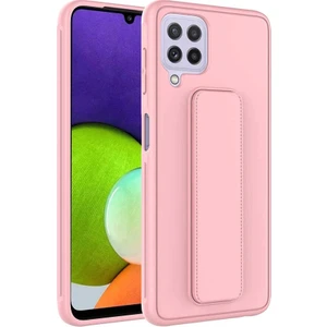 Samsung Galaxy M32 Kılıf Qstand Darbe Emici Silikon Kapak Pembe