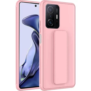 Xiaomi Mi 11T 5g Kılıf Qstand Darbe Emici Silikon Kapak Pembe