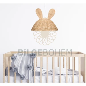 Bilge Bohem Rattan Bambu Hasır Tavşan Çocuk Odası Avize