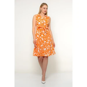 Kadın Düğme Detaylı V Yaka Cotton Elbise 4405 Boy 105