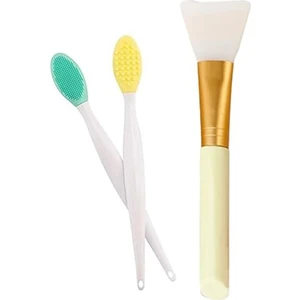 Siyah Nokta Ve Dudak Peeling Fırçası Koyu Pembe Ve Sarı Silikon Maske Fırçası