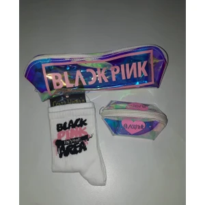 Black Pink Kalemlik Çorap Bozuk Para Cüzdanı