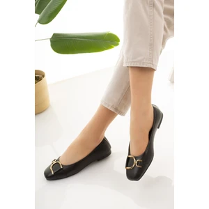 Moda Fırsat Kadın Siyah Toka Detaylı Babet Hafif Rahat Taban Günlük Ayakkabı