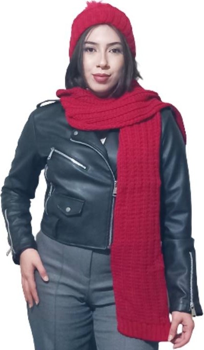 Edwol Kadın Atkı Bere Takımı Fuşya Pembe görsel 3