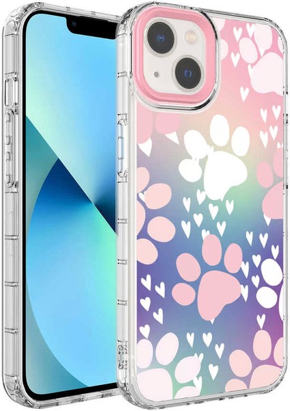 Apple iPhone 13 Kılıf Kamera Korumalı Renkli Desenli Sert Silikon Lopard Korn Kapak