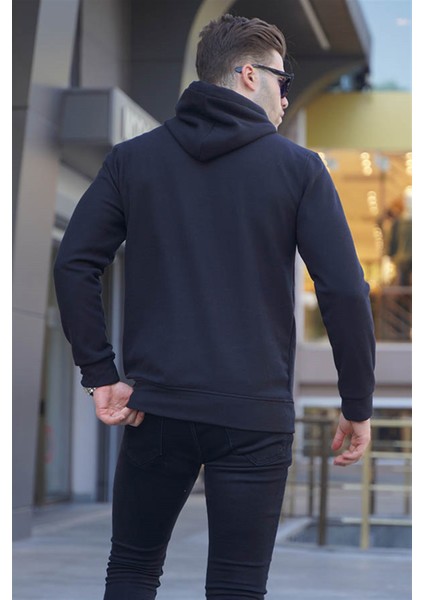 Siyah Kapüşonlu Basic Sweatshirt 6014
