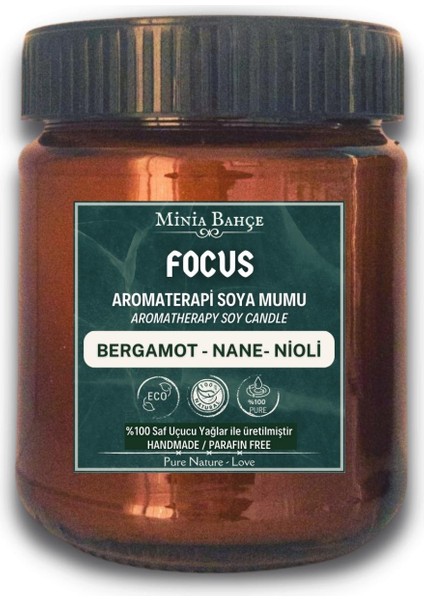 Minia Bahçe Aromaterapi Soya Mum, Focus (Odaklanma), 150GR