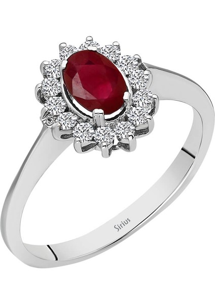 Pırlanta ve Oval Yakut Taşlı Anturaj Yüzük 0404R0012