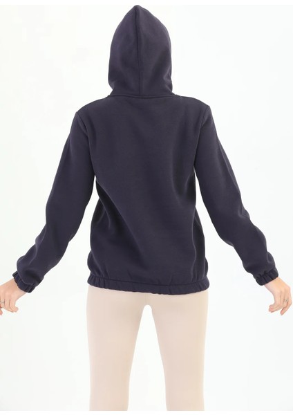 Kapüşonlu Kanguru Cepli Basic Mürdüm Kadın Sweatshirt