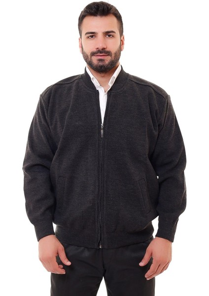 moda Astarlı Cepli Farmuarlı Çelik Örme Ceket Hırka Siyah