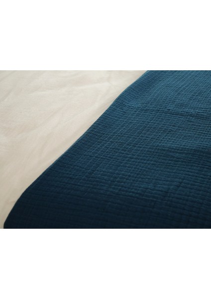 Lacivert 4 Katlı Müslin Yatak Örtüsü Battaniye – Çift Kişilik Pike 200x240 cm %100 Pamuk Dört Mevsim fiyatları