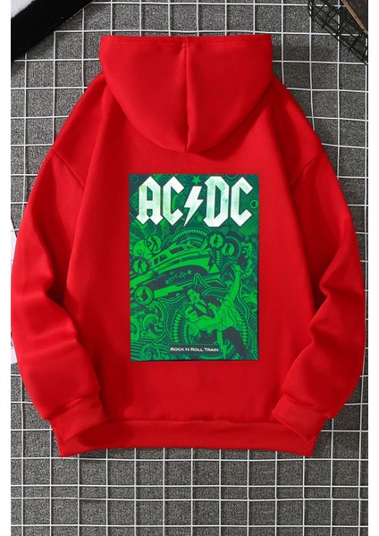 Ac Dc Baskılı Kapüşonlu Sweatshirt