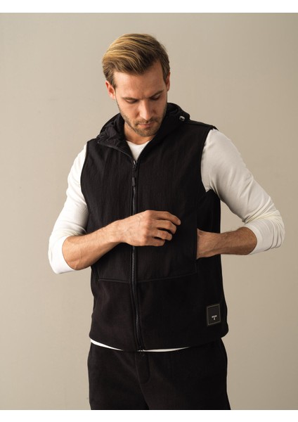 Erkek Siyah Regular Fit Polar Yelek