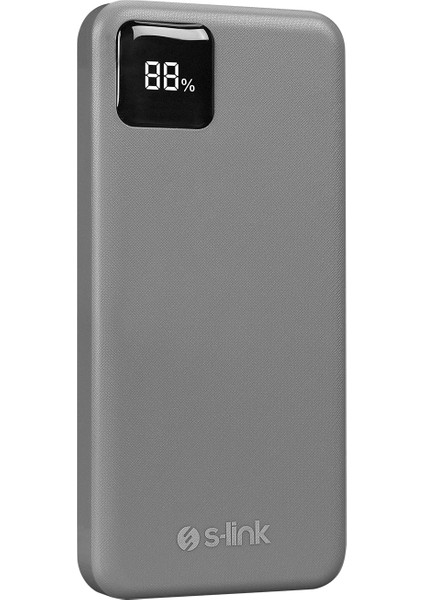 G104 10000mAh 2*USB+Type-C+Micro Kompakt Tasarım Gümüş LCD Taşınabilir Pil Şarj Cihazı Powerbank