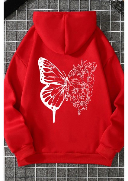 Drawing Butterflies Sırt Baskılı Sweatshirt