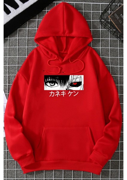 Ken Kaneki Baskılı Kapüşonlu Sweatshirt
